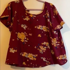 Burgundy floral shirt